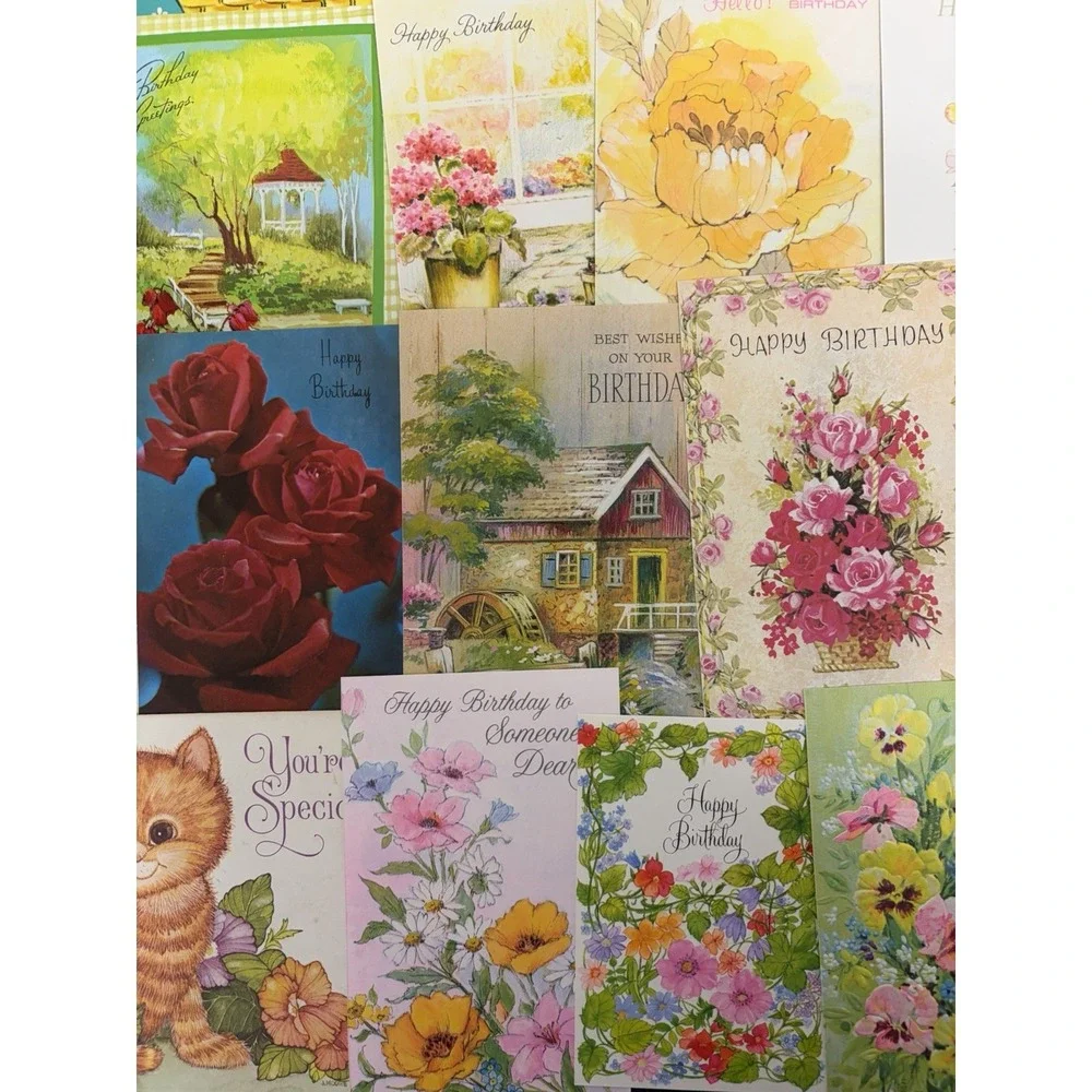 Vintage Birthday Cards Some Fronts ONLY Scrapbooking Crafts Decoupage Lot of 50+